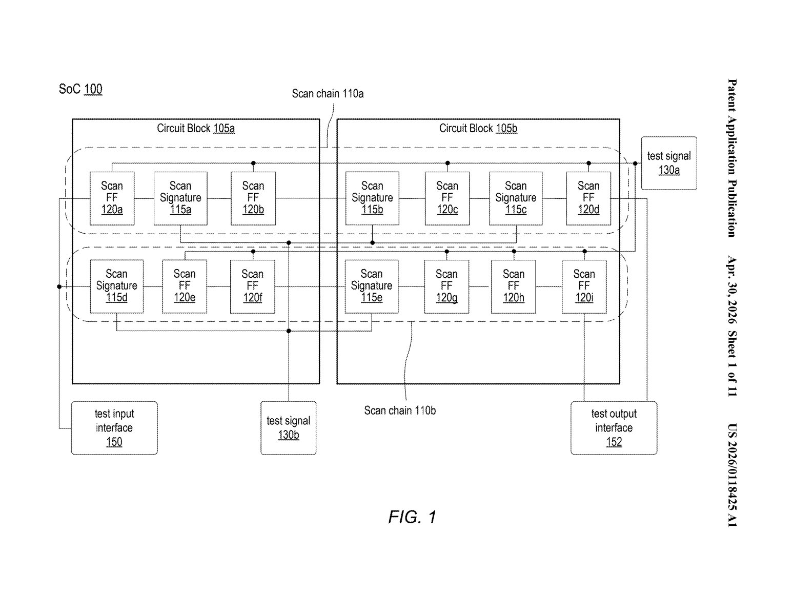Apple Patent: Self-Healing Chip Test Circuit Rerouting — figure from US 2026/0118425 A1