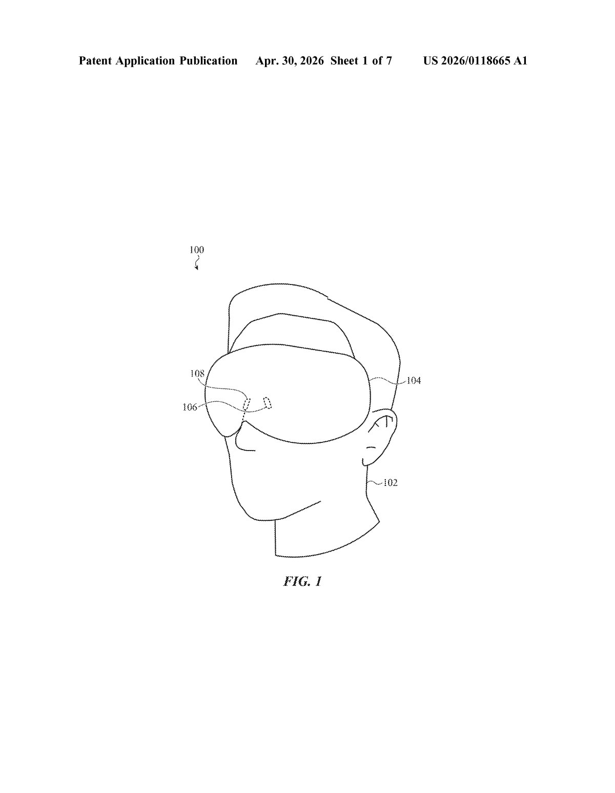 Apple Patent: Laser Sensor Detects Headset Slippage — figure from US 2026/0118665 A1