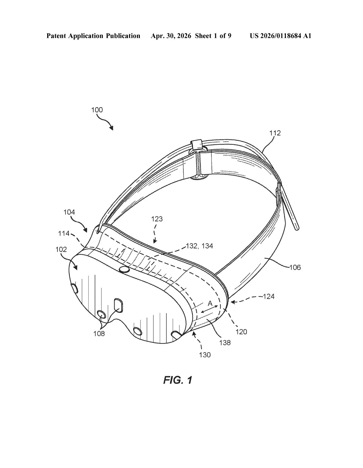 Meta Patent: Flexible Facial Interface for VR Headsets — figure from US 2026/0118684 A1