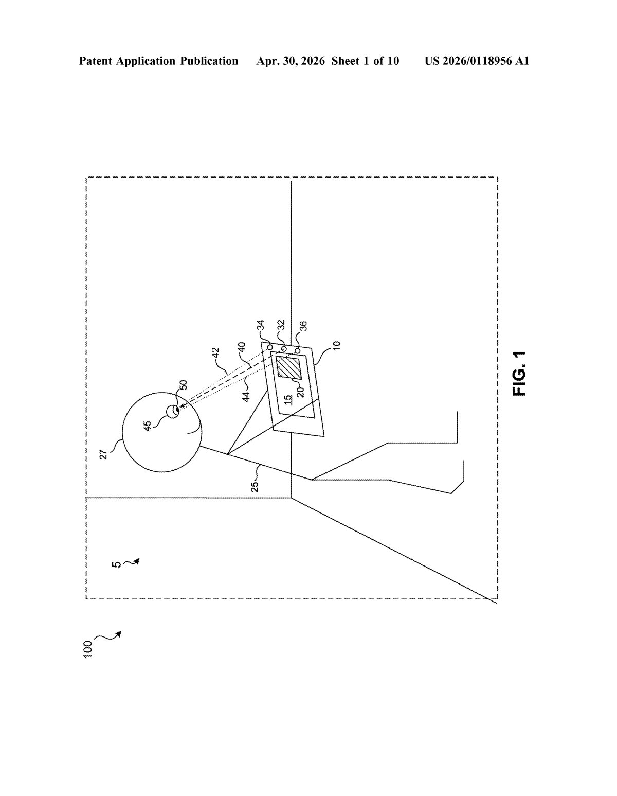 Apple Patent: Eye-Gaze Hot Corner Detection Explained — figure from US 2026/0118956 A1