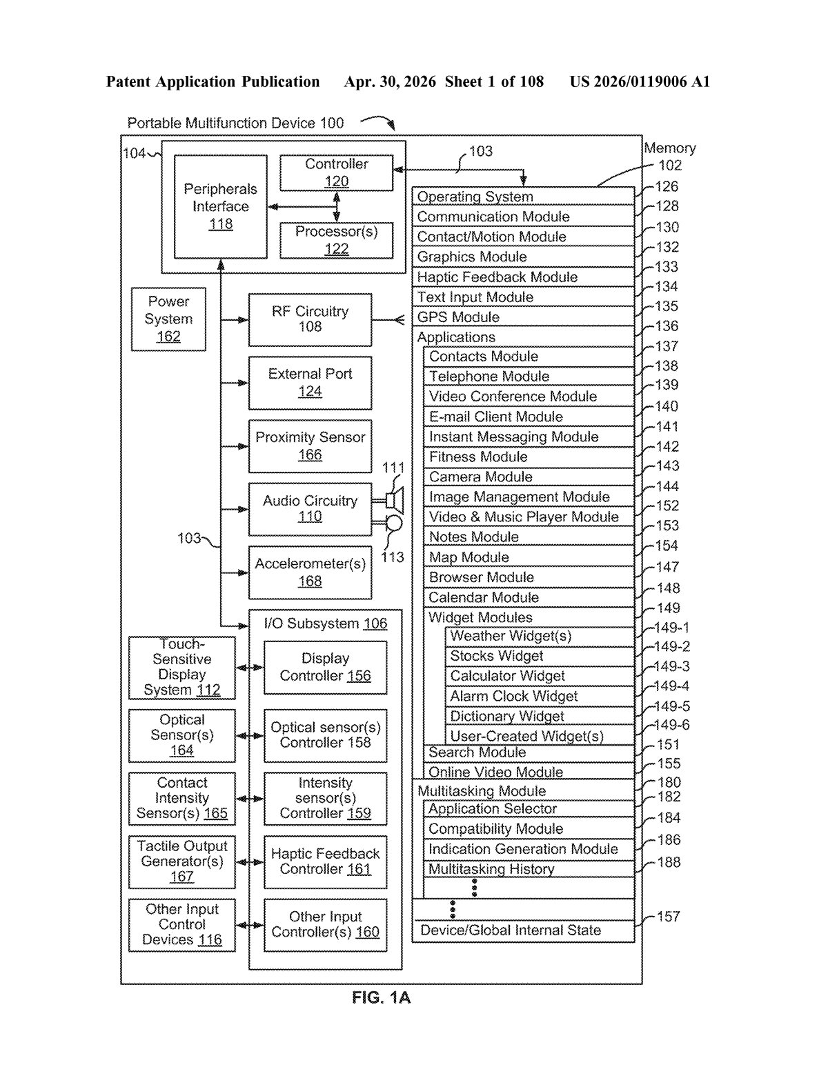 Apple Patent: Floating App Snapshots Over Active Views — figure from US 2026/0119006 A1