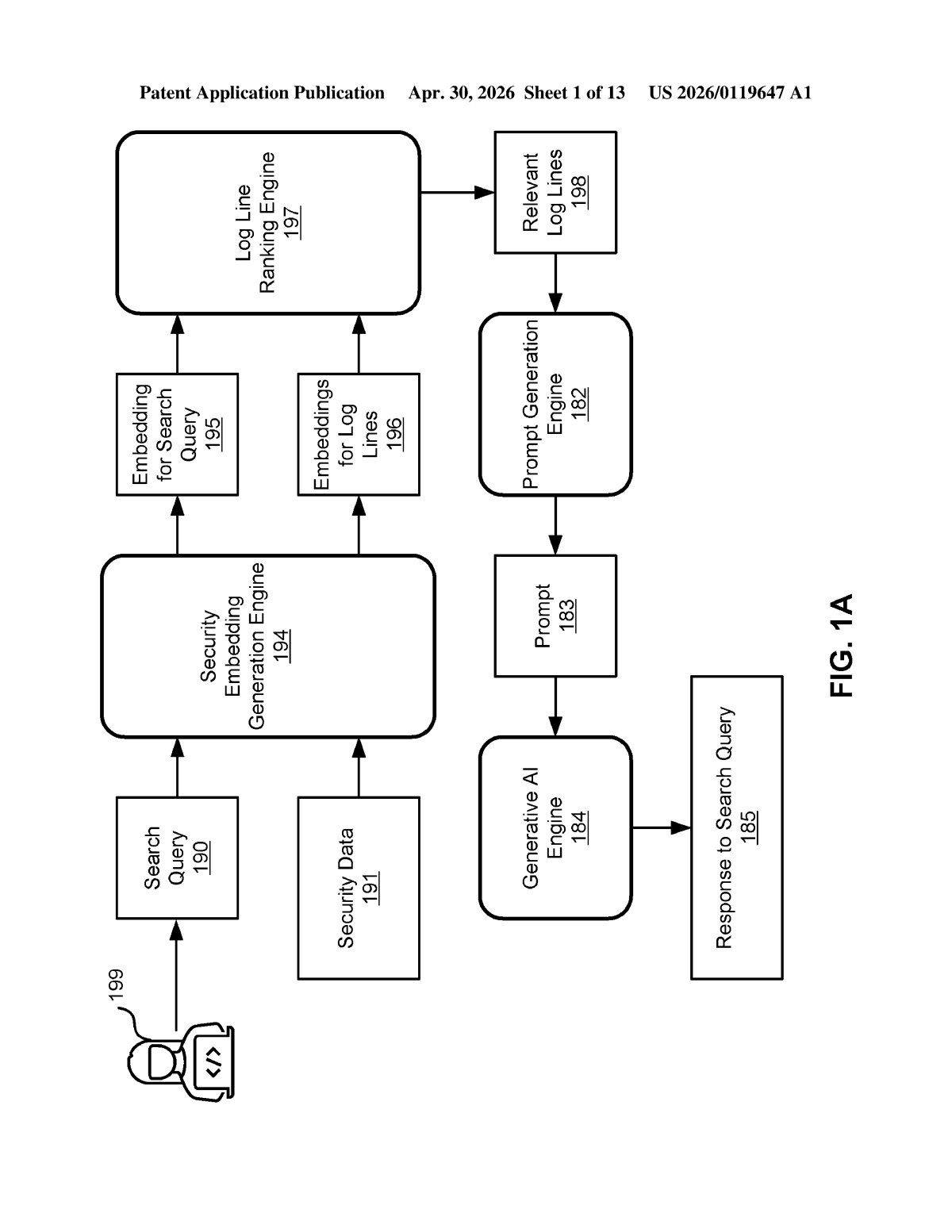Microsoft Patent: Plain-English AI Search for Security Logs — figure from US 2026/0119647 A1