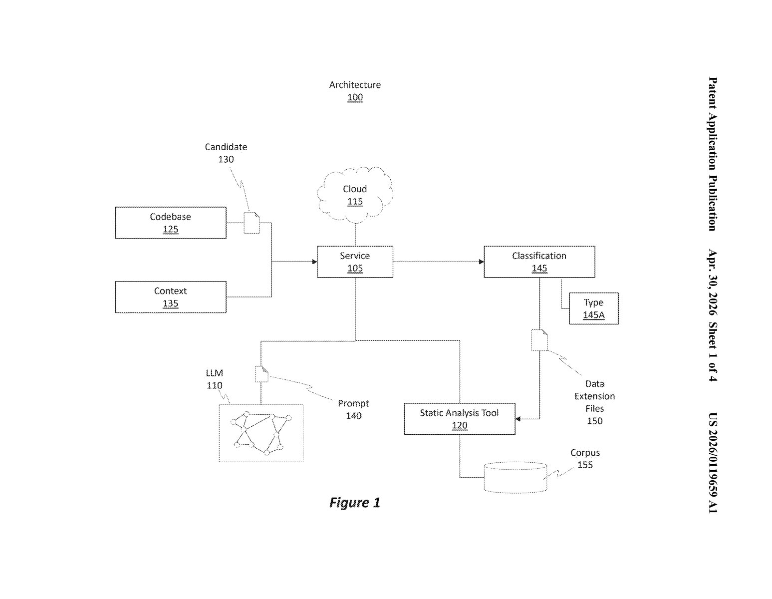 Microsoft Patent: LLM-Powered Threat Modeling for Security — figure from US 2026/0119659 A1