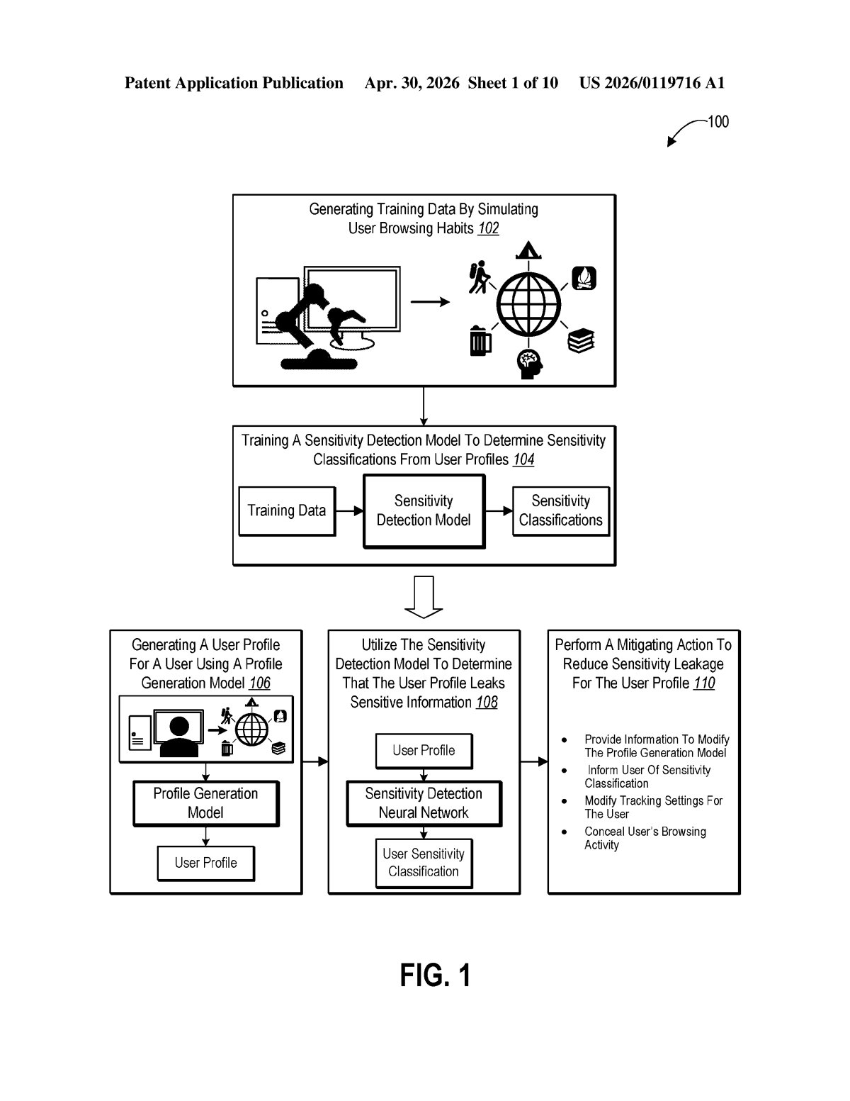 Microsoft Patent: Browser Warns Before Medical Data Leaks — figure from US 2026/0119716 A1