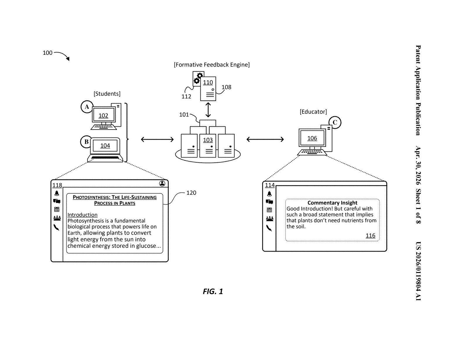 Microsoft's AI Feedback Engine Patent for Teachers Explained — figure from US 2026/0119804 A1