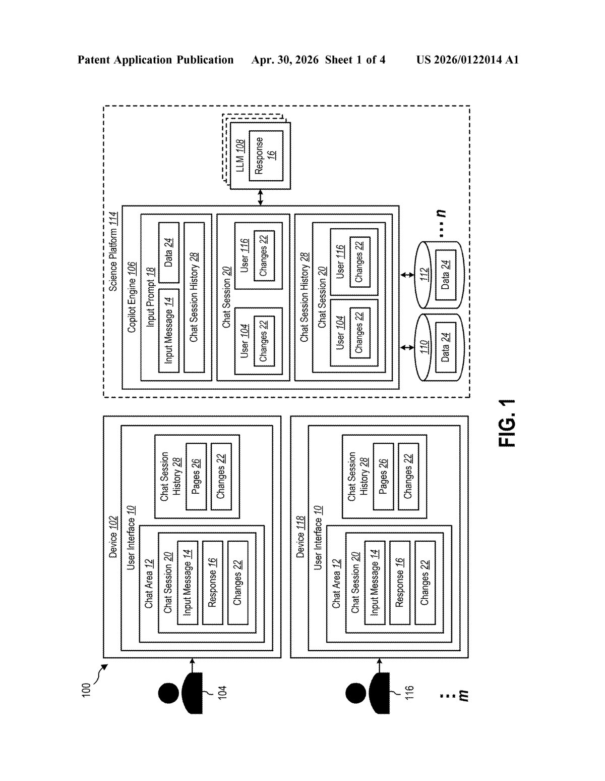 Microsoft Patent: Shared Multi-User AI Chat Sessions — figure from US 2026/0122014 A1