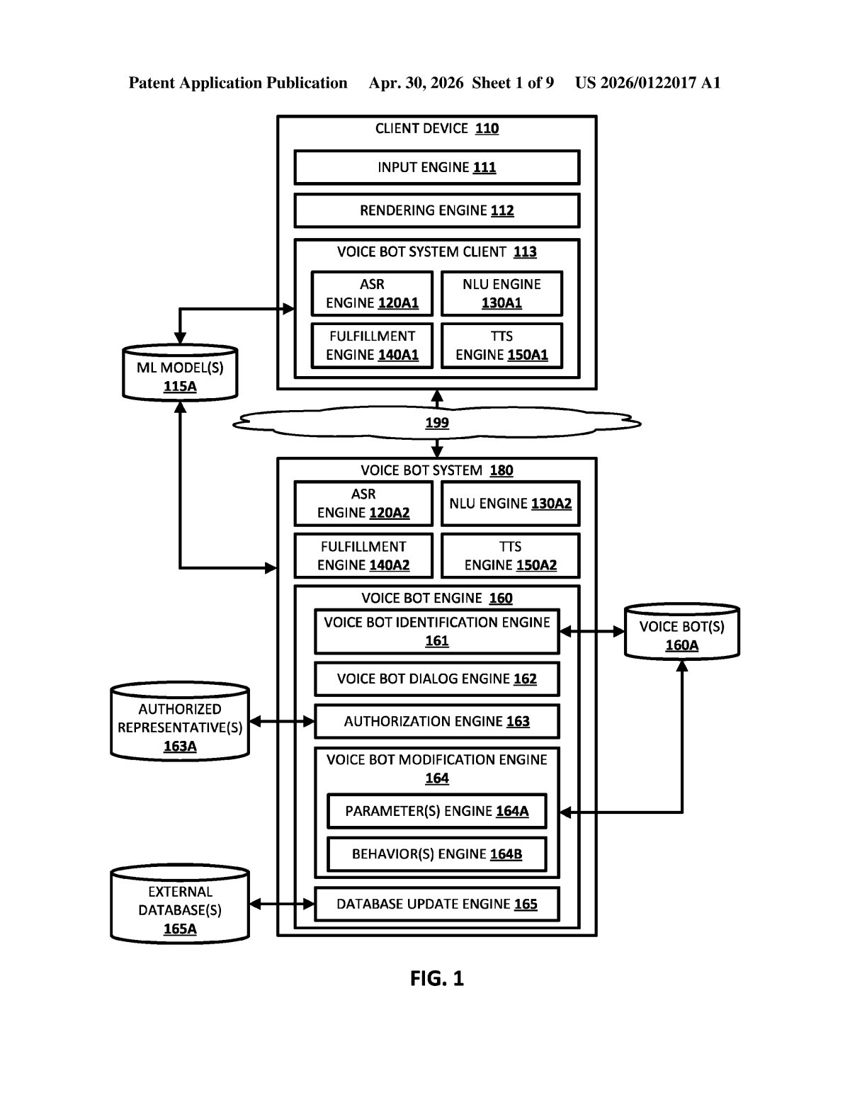 Google Patent: Plain-English Voice Bot Configuration Tool — figure from US 2026/0122017 A1