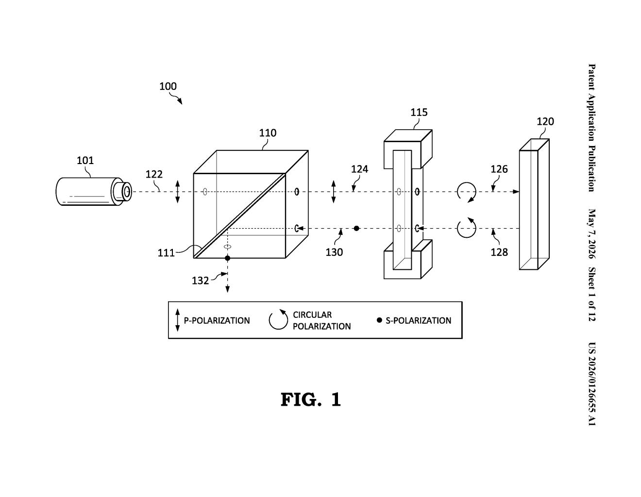 Google Patent: Efficient LED Optics for LCoS Displays — figure from US 2026/0126655 A1