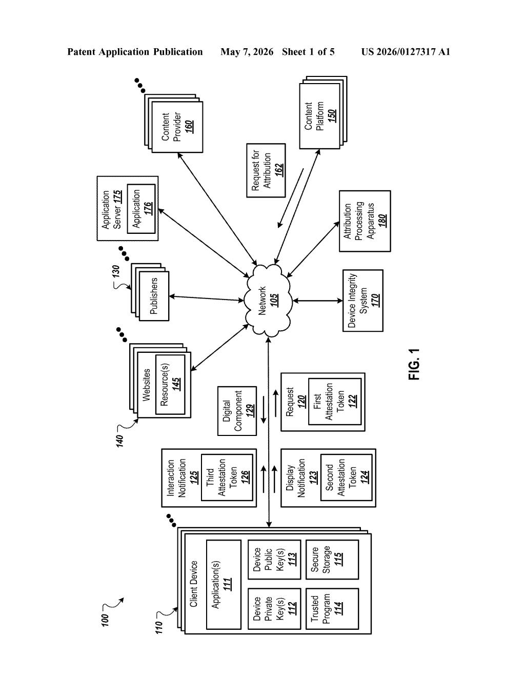 Google Patent: Privacy-Safe Ad Attribution With Tokens — figure from US 2026/0127317 A1