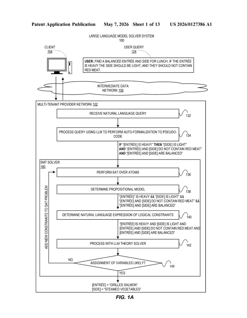 Amazon Patent: LLMs as Logic Solvers for Complex Queries — figure from US 2026/0127386 A1
