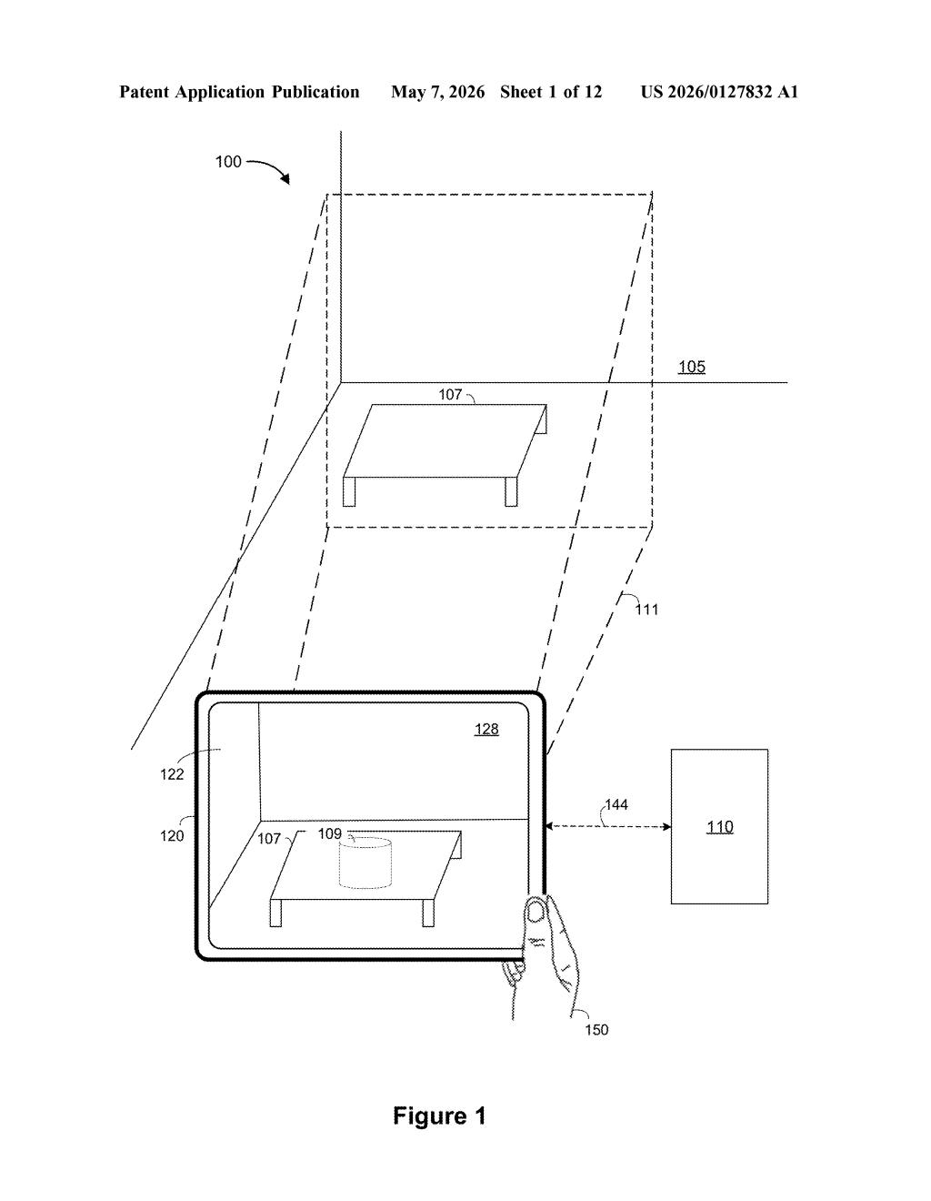 Apple Patent: Dynamic VR View Distance Based on Room Size — figure from US 2026/0127832 A1