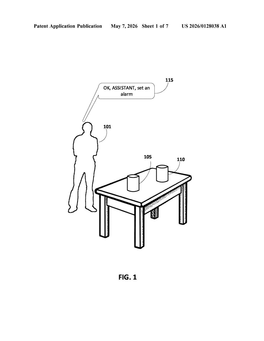 Google Patent: Privacy-Filtering Voice Queries for AI Assistants — figure from US 2026/0128038 A1
