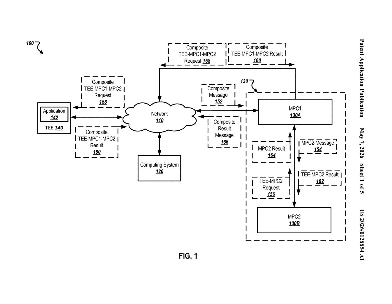 Google Patent: Secure Computation with MPC and TEE — figure from US 2026/0128854 A1