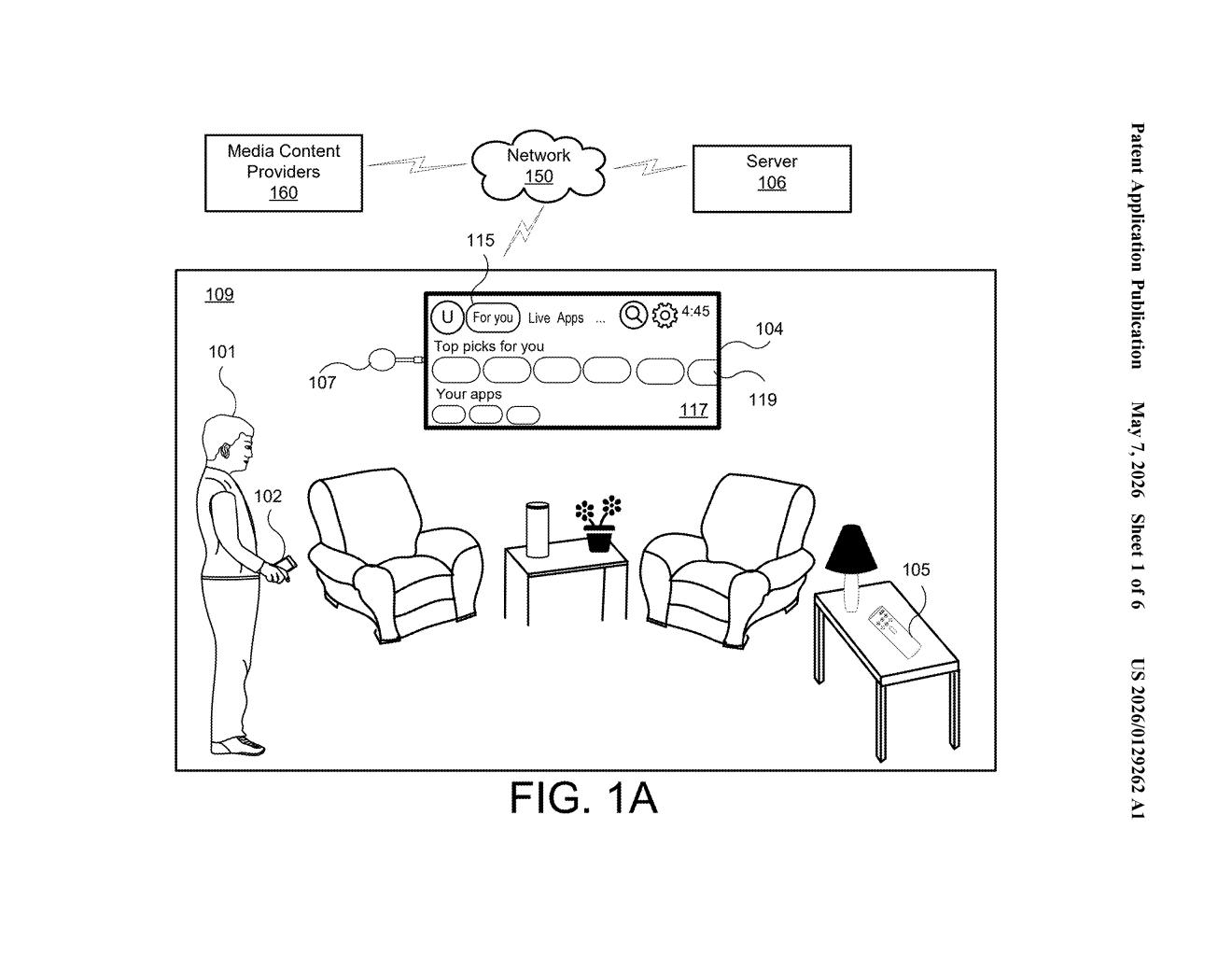 Google Patent: On-Device TV Recommendation Model — figure from US 2026/0129262 A1