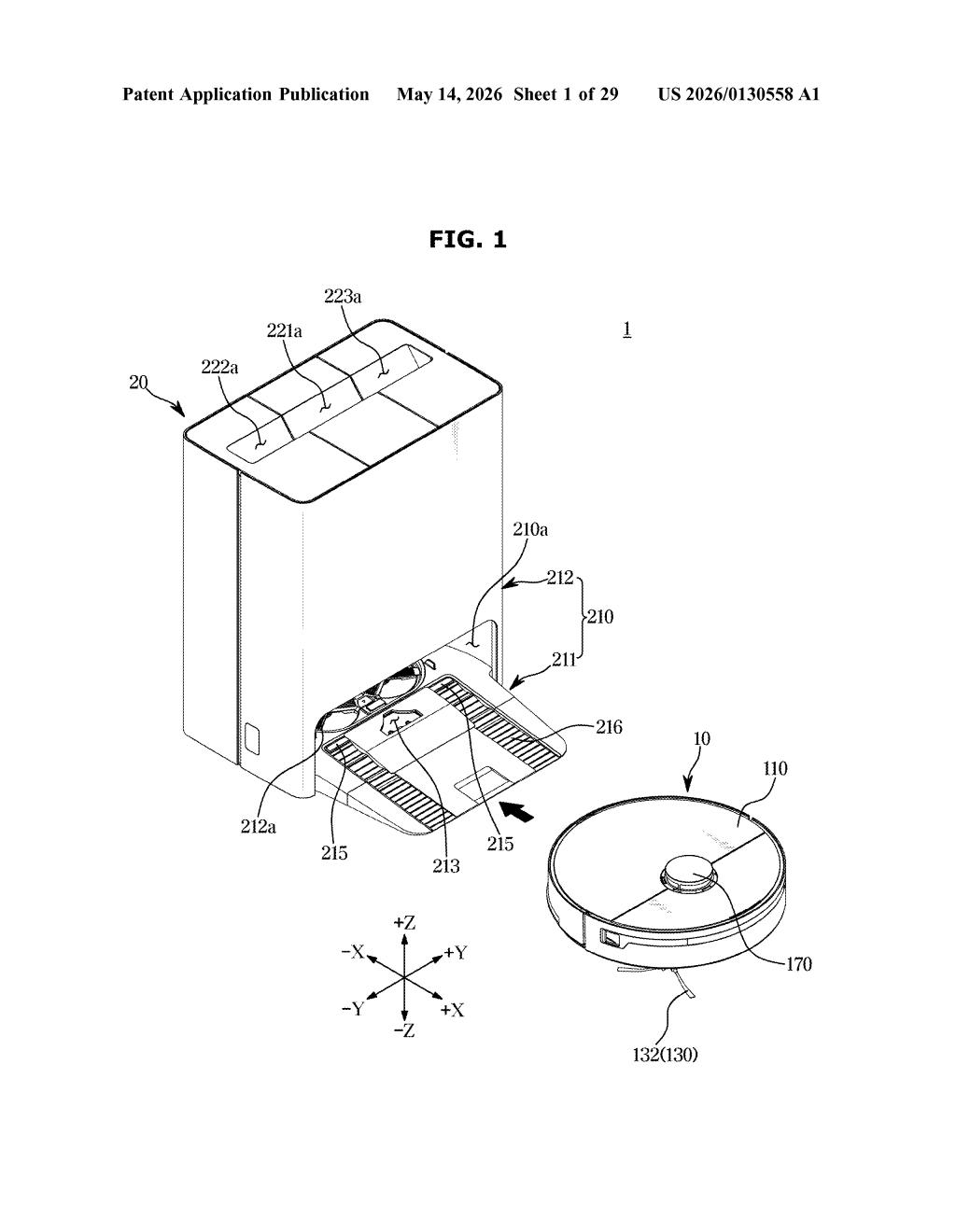 Samsung Patent: Robot Mop Station with Auto Descaling — figure from US 2026/0130558 A1