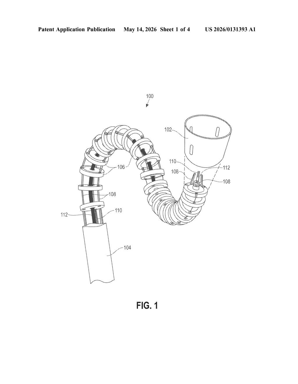IBM Patent: Snake Robot for Curved Electrochemical Drilling — figure from US 2026/0131393 A1