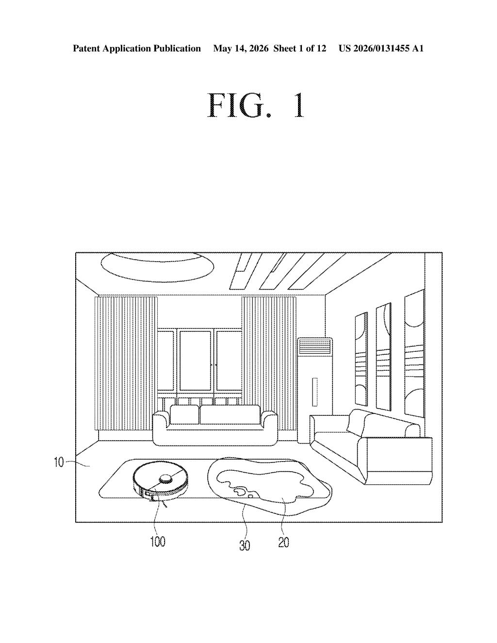 Samsung Patent: Robot That Detects and Cleans Liquid Spills — figure from US 2026/0131455 A1