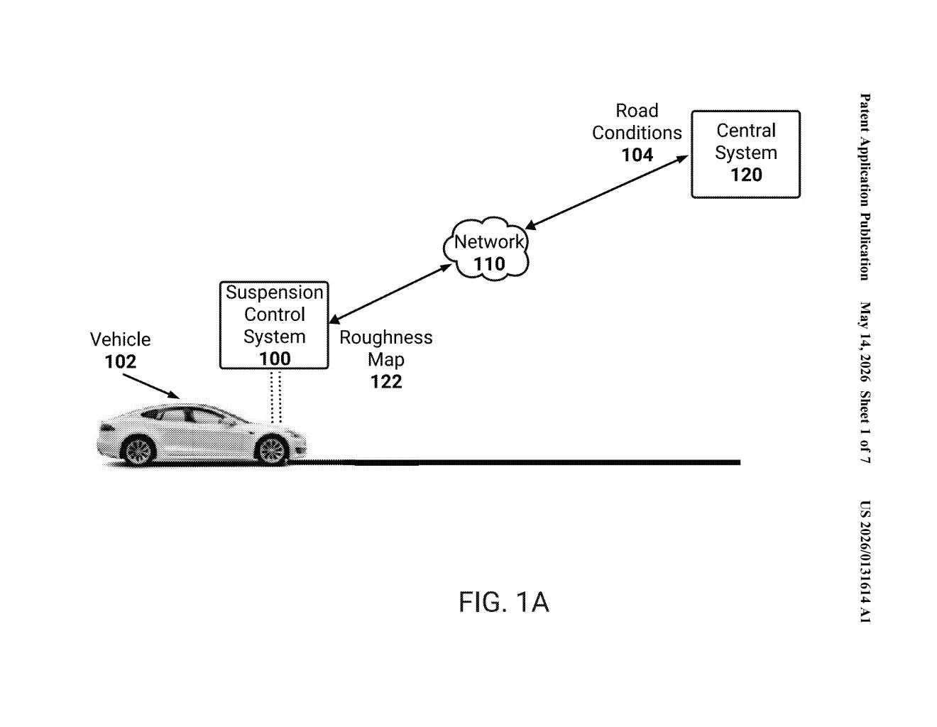 Tesla Patent: Predictive Suspension Using Fleet Road Maps — figure from US 2026/0131614 A1