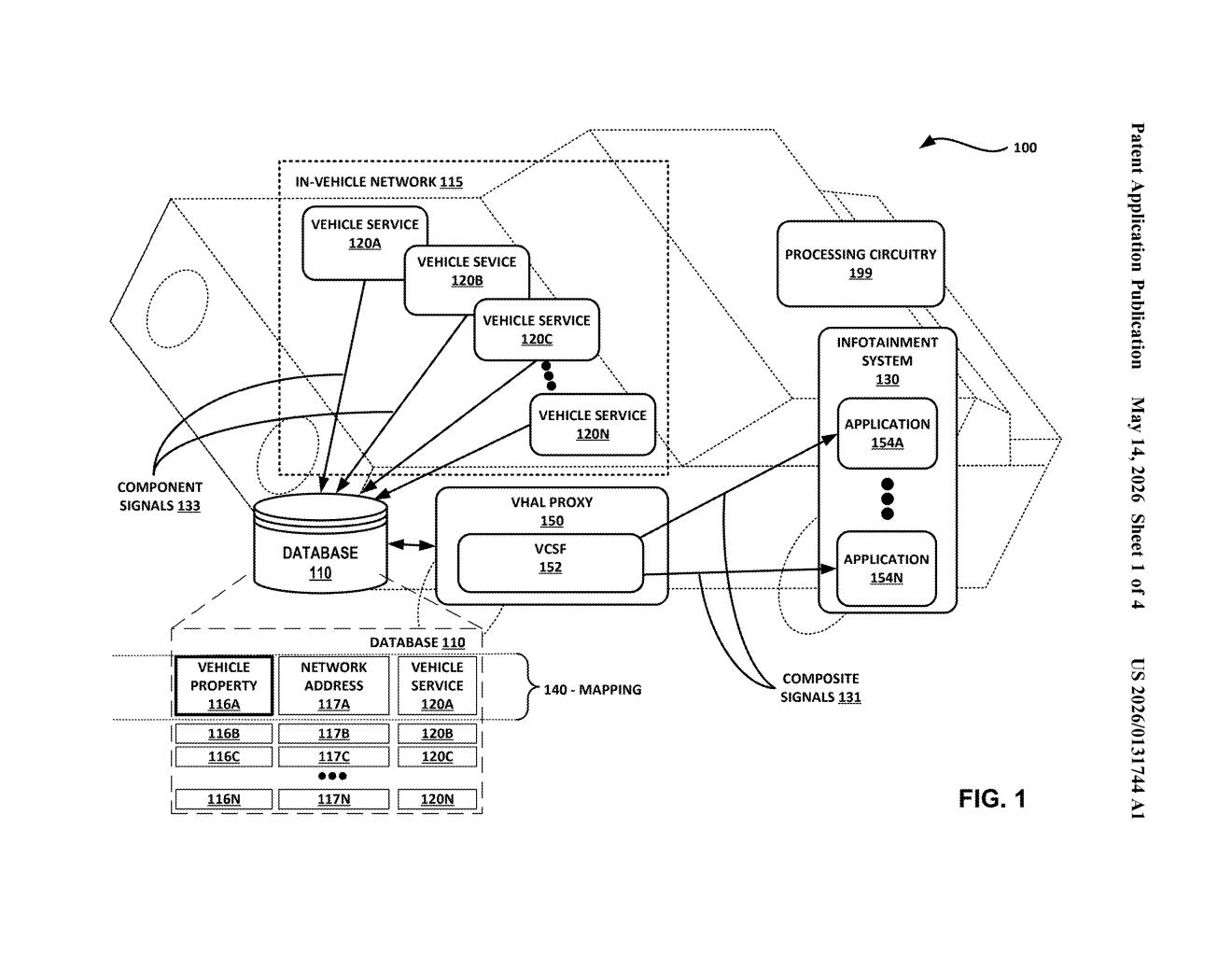 Google Patent: Vehicle Signal Abstraction Framework — figure from US 2026/0131744 A1