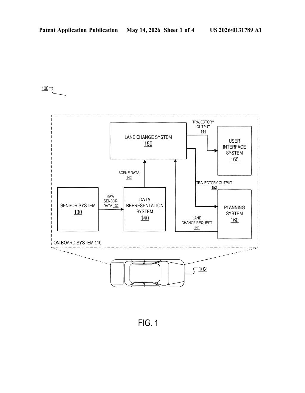 Waymo Patent: ML-Powered Lane Change Planning for AVs — figure from US 2026/0131789 A1