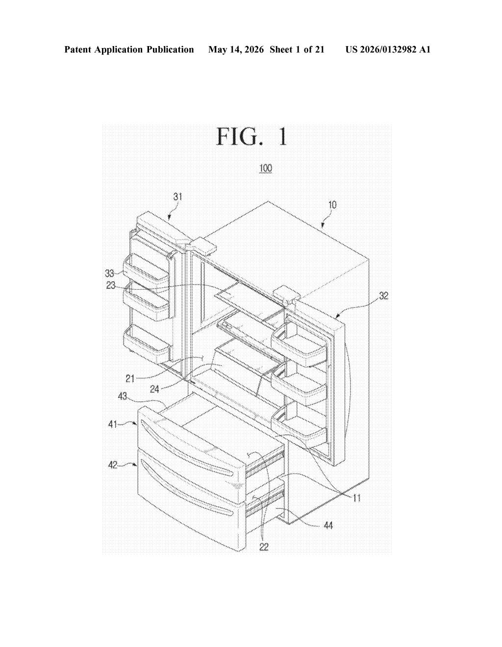 Samsung Patent: Smart Freezer Lighting Control System — figure from US 2026/0132982 A1