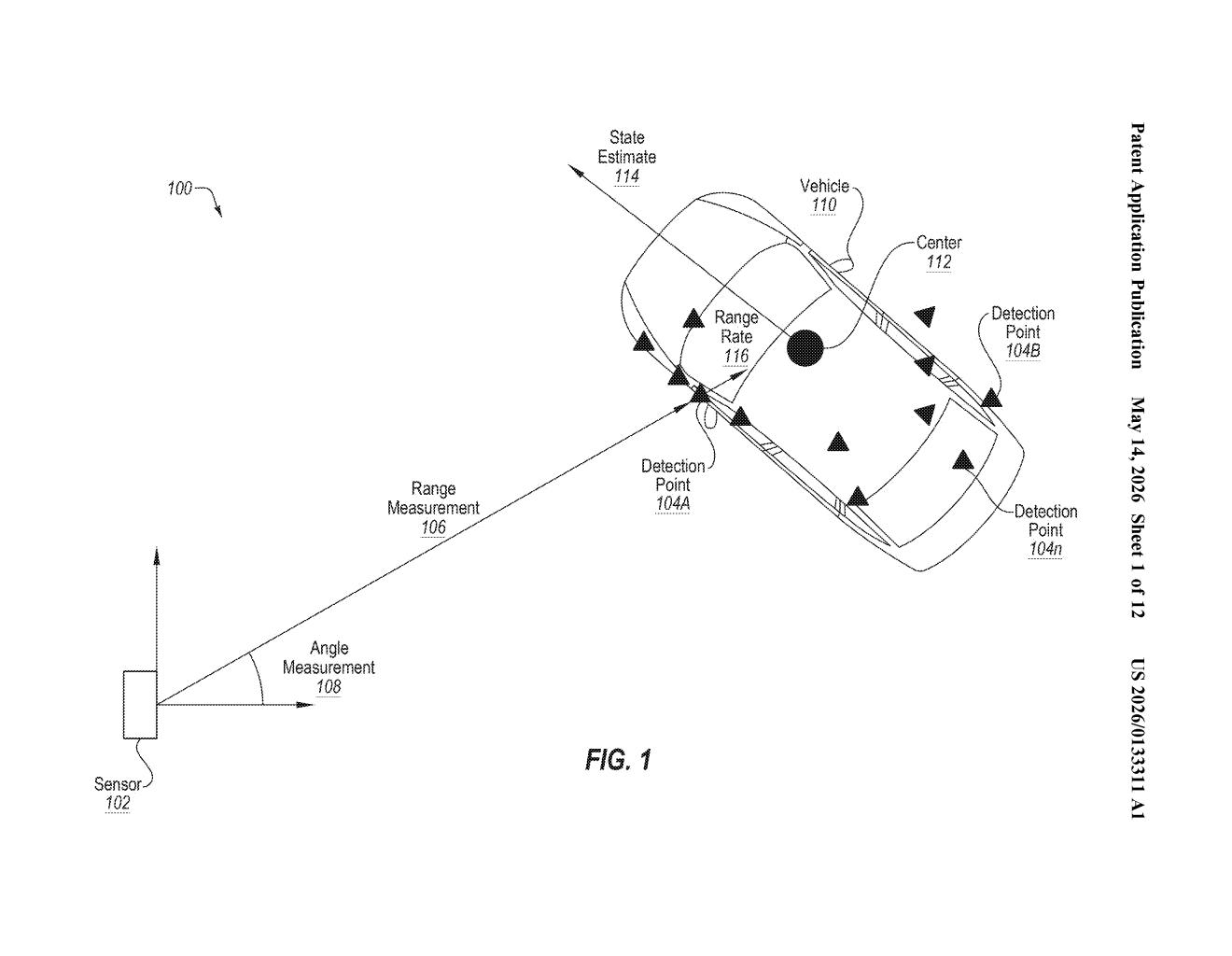 Nvidia Patent: Radar Object Tracking with Bounding Shapes — figure from US 2026/0133311 A1