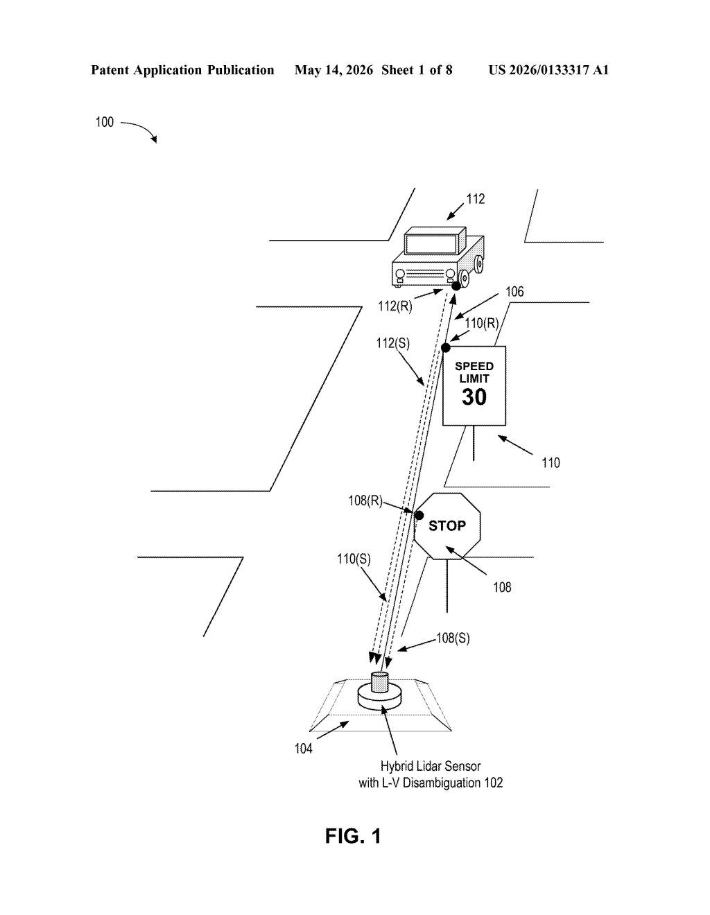 Waymo Patent: Hybrid LiDAR Distance-Velocity Disambiguation — figure from US 2026/0133317 A1