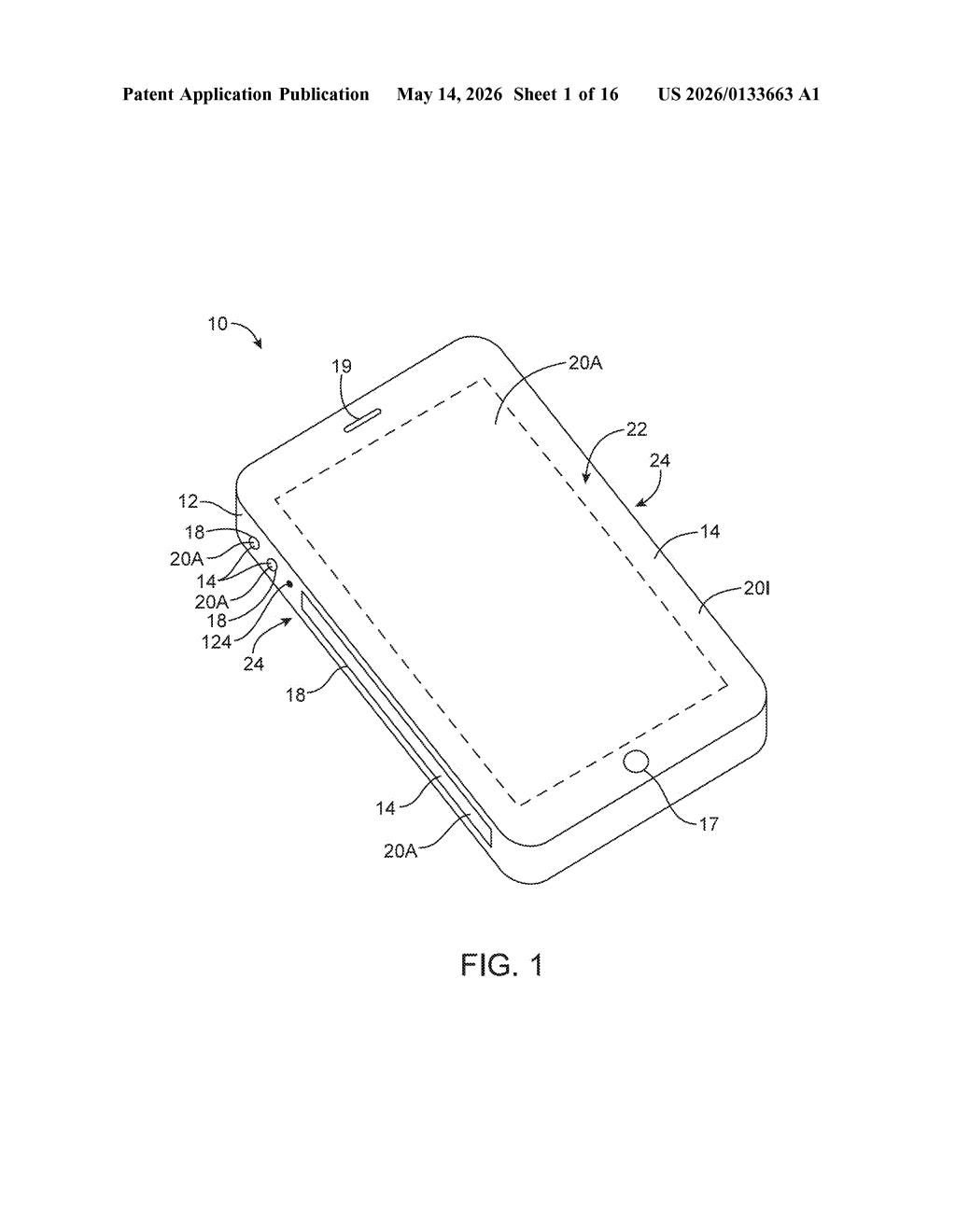 Apple Patent: Sidewall Displays With Virtual Buttons — figure from US 2026/0133663 A1