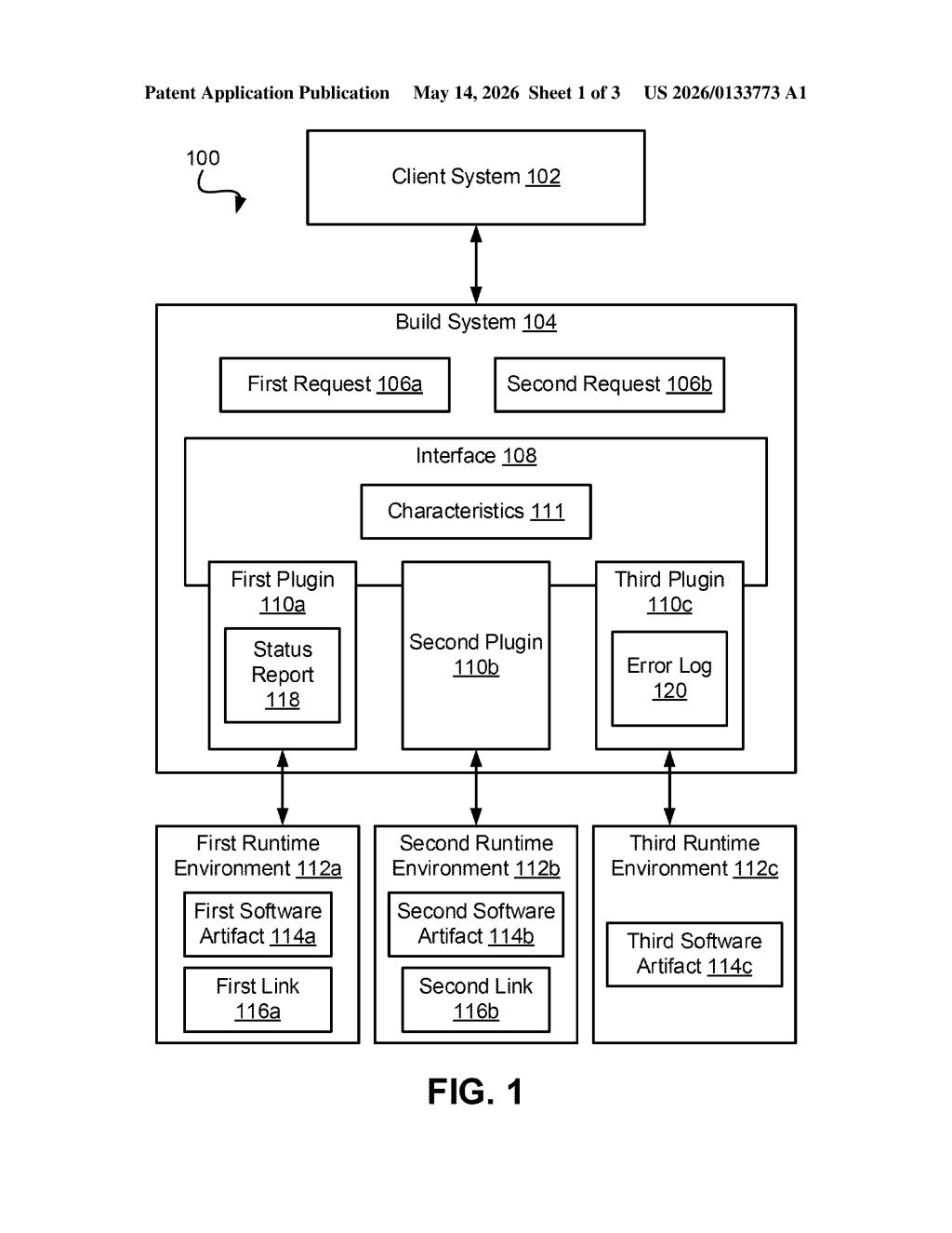 Red Hat Patent: Extendable Multi-Runtime Build System — figure from US 2026/0133773 A1