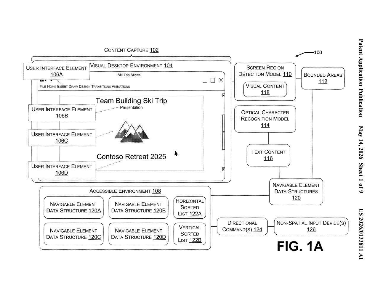 Microsoft Patent: Keyboard Navigation for Screenshot UIs — figure from US 2026/0133811 A1