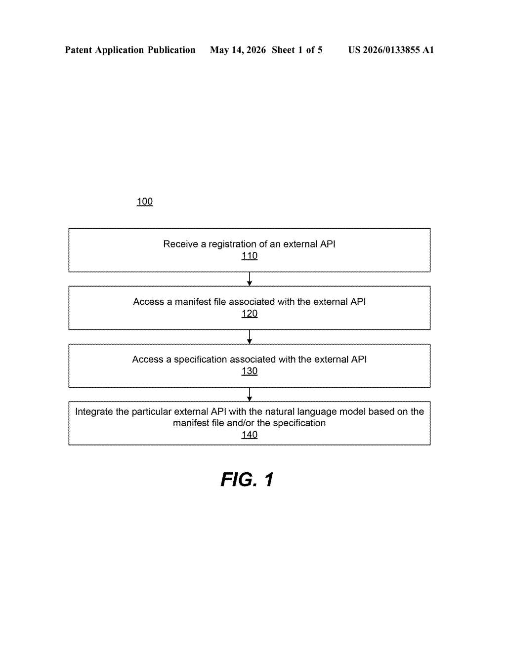 OpenAI Patent: Schema-Based API Integration for ChatGPT — figure from US 2026/0133855 A1