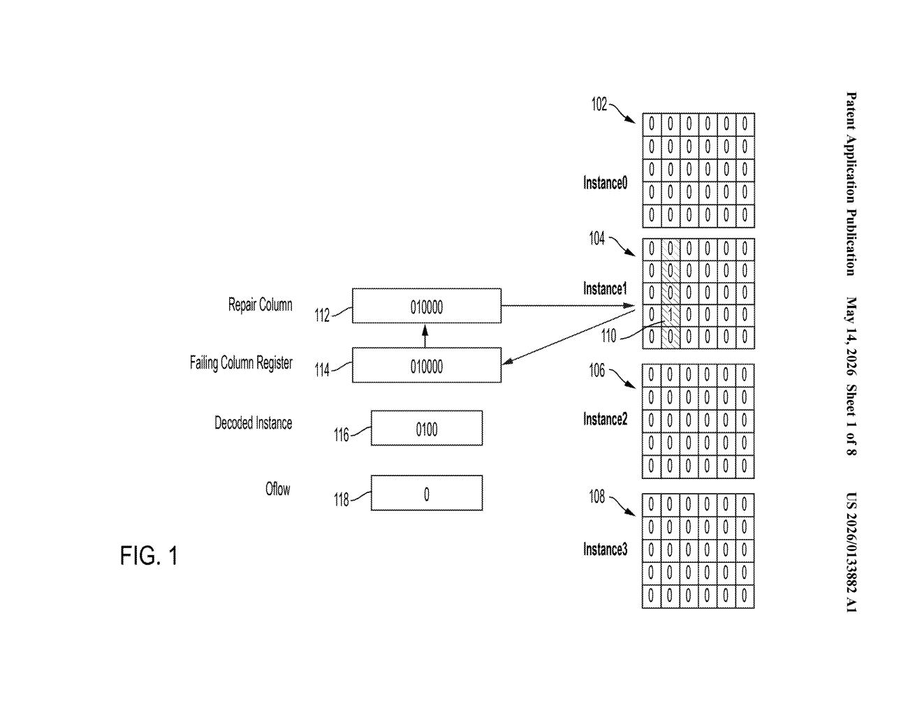 IBM Patent: Diagnosing Failing Memory Arrays on a Chip — figure from US 2026/0133882 A1
