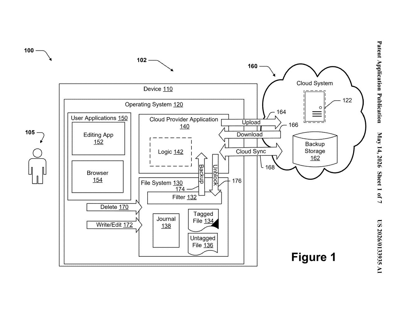 Microsoft Patent: Cloud Backup Before File Deletion — figure from US 2026/0133935 A1