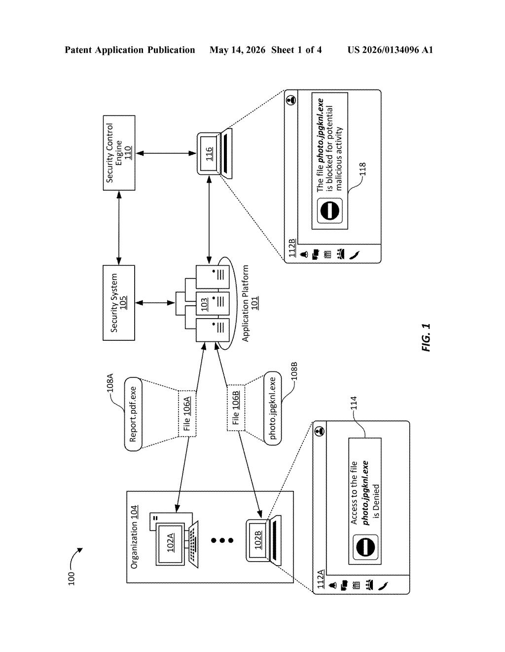 Microsoft Patent: Blocking Files by Name Pattern and History — figure from US 2026/0134096 A1