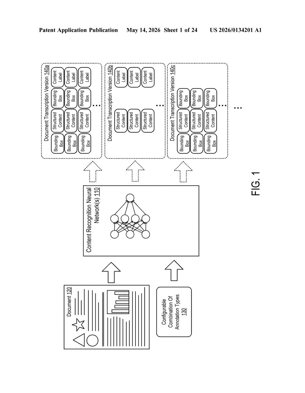 Nvidia Patent: Configurable AI Document Transcription — figure from US 2026/0134201 A1