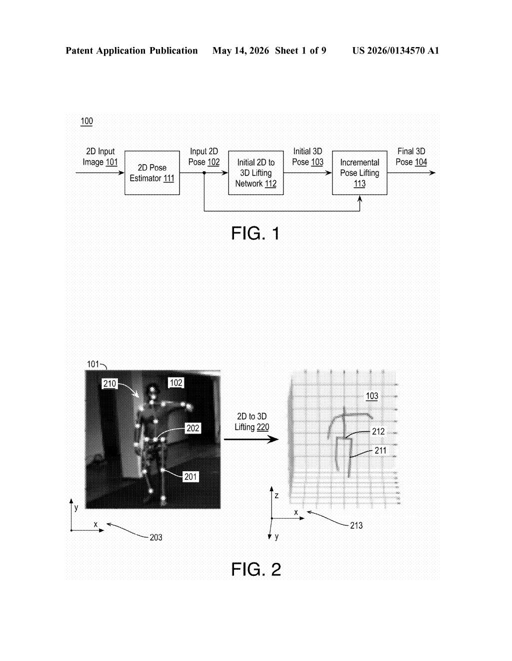 Intel Patent: Incremental 2D-to-3D Human Pose Estimation — figure from US 2026/0134570 A1