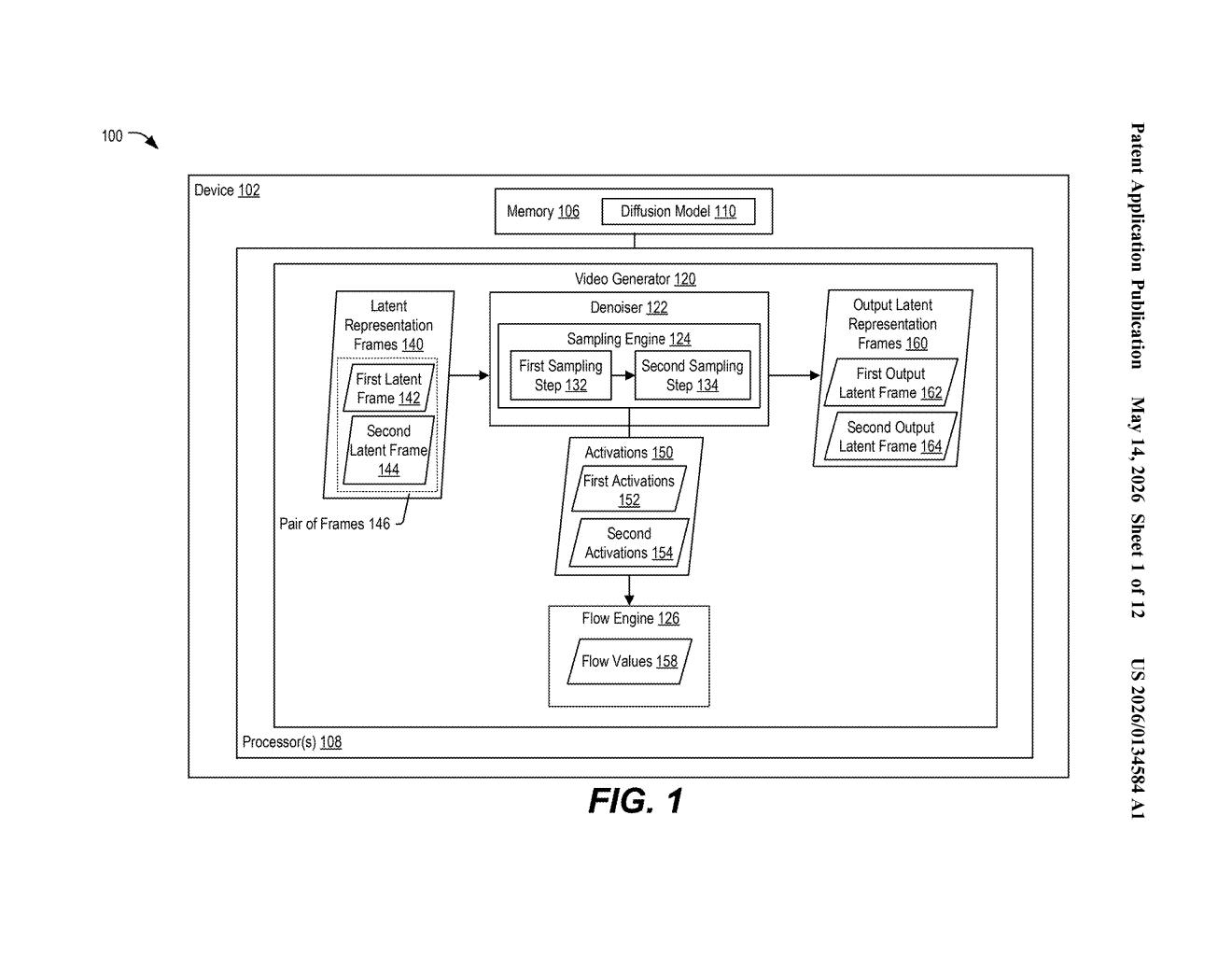 Qualcomm Patent: Diffusion Models for Video Generation — figure from US 2026/0134584 A1