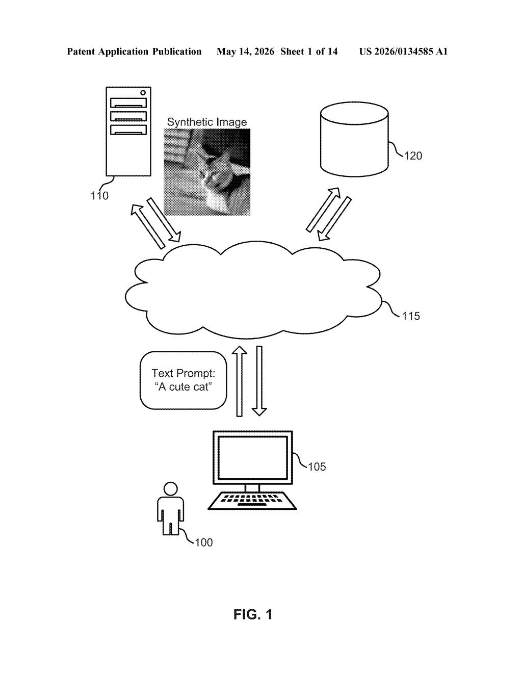 Adobe Patent: One-Step Text-to-Image Prior Model — figure from US 2026/0134585 A1