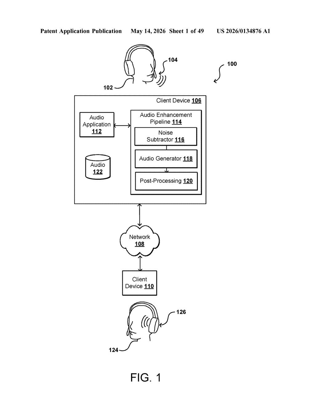 Nvidia Patent: Neural Network Audio Noise Removal — figure from US 2026/0134876 A1