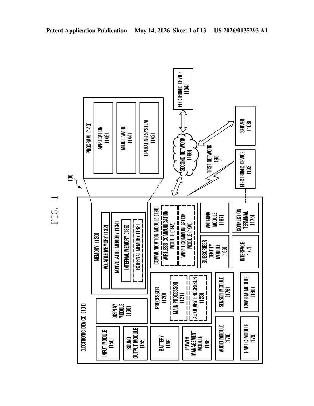 Samsung Patent: Wearable Antenna via Conductive Housing — figure from US 2026/0135293 A1