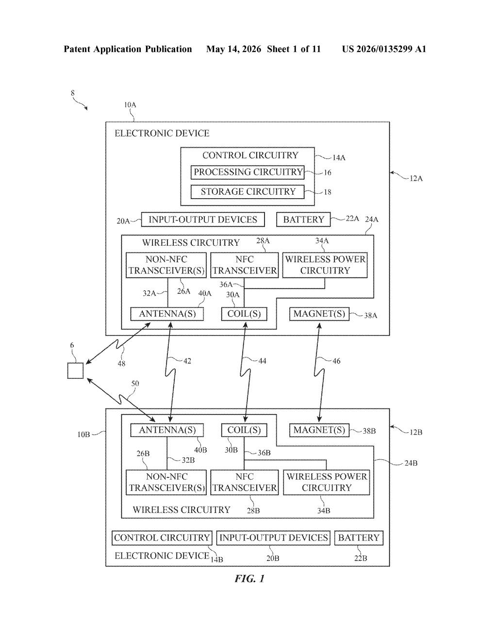 Apple Patent: Wireless Antenna Offset Mitigation Tech — figure from US 2026/0135299 A1
