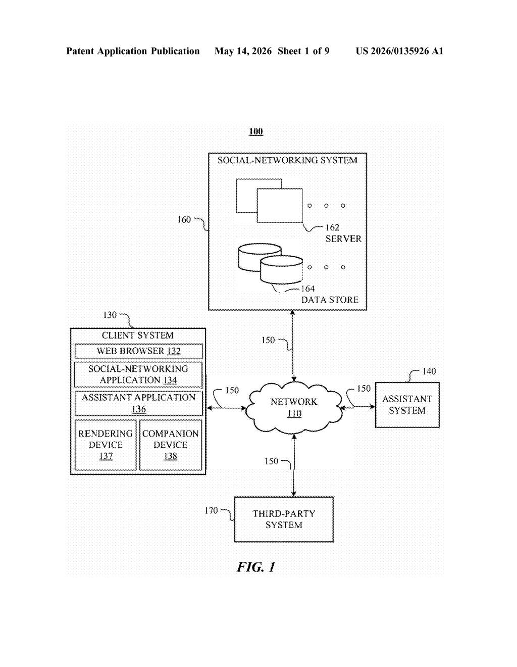 Meta Patent: Personalized Content During AI Assistant Idle Time — figure from US 2026/0135926 A1