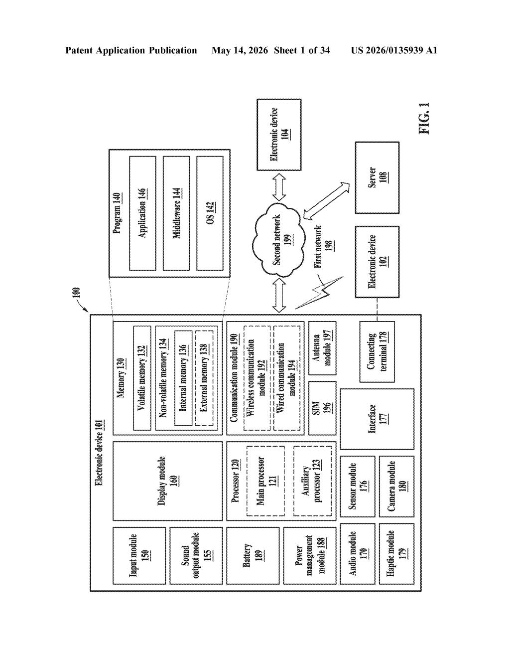 Samsung Patent: Pinch-to-Shrink Widget Multitasking Display — figure from US 2026/0135939 A1