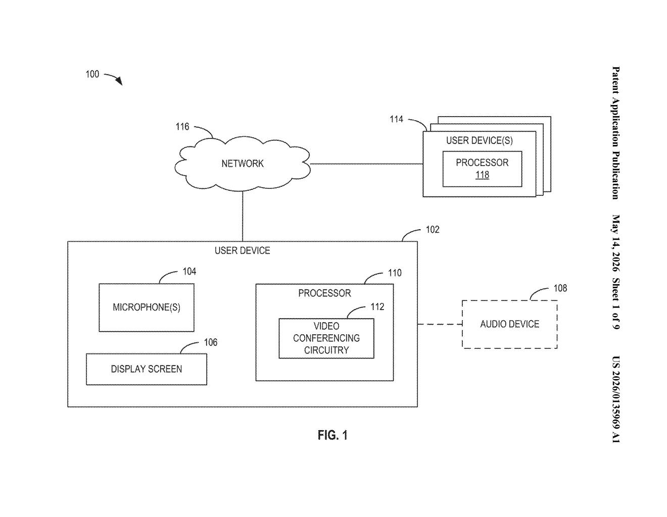 Intel Patent: Private Side Conversations in Video Calls — figure from US 2026/0135969 A1