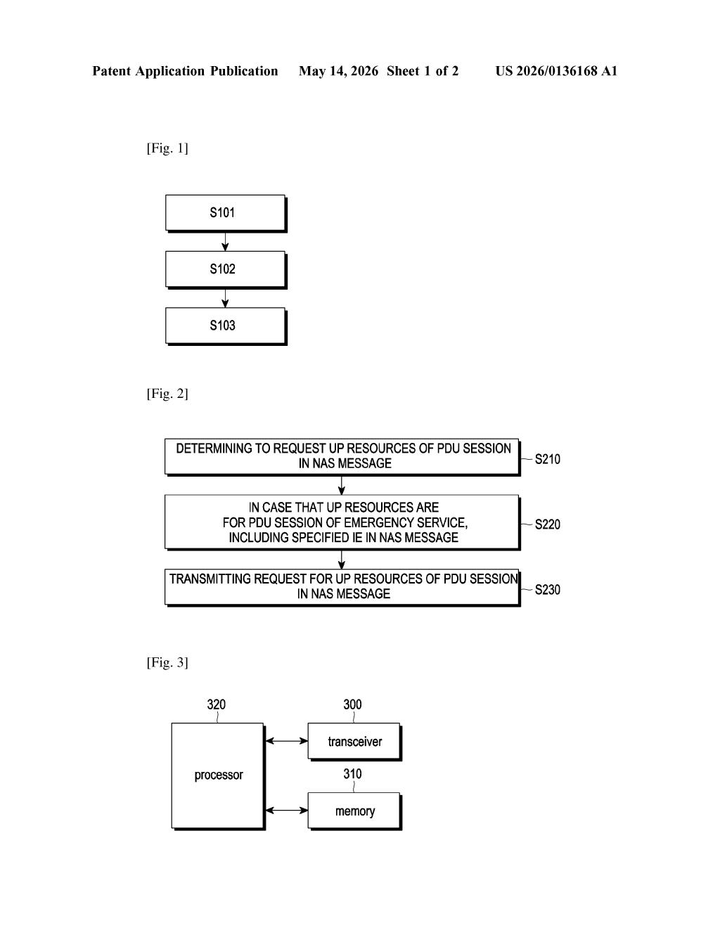 Samsung Patent: Emergency PDU Session Signaling in 5G NAS — figure from US 2026/0136168 A1