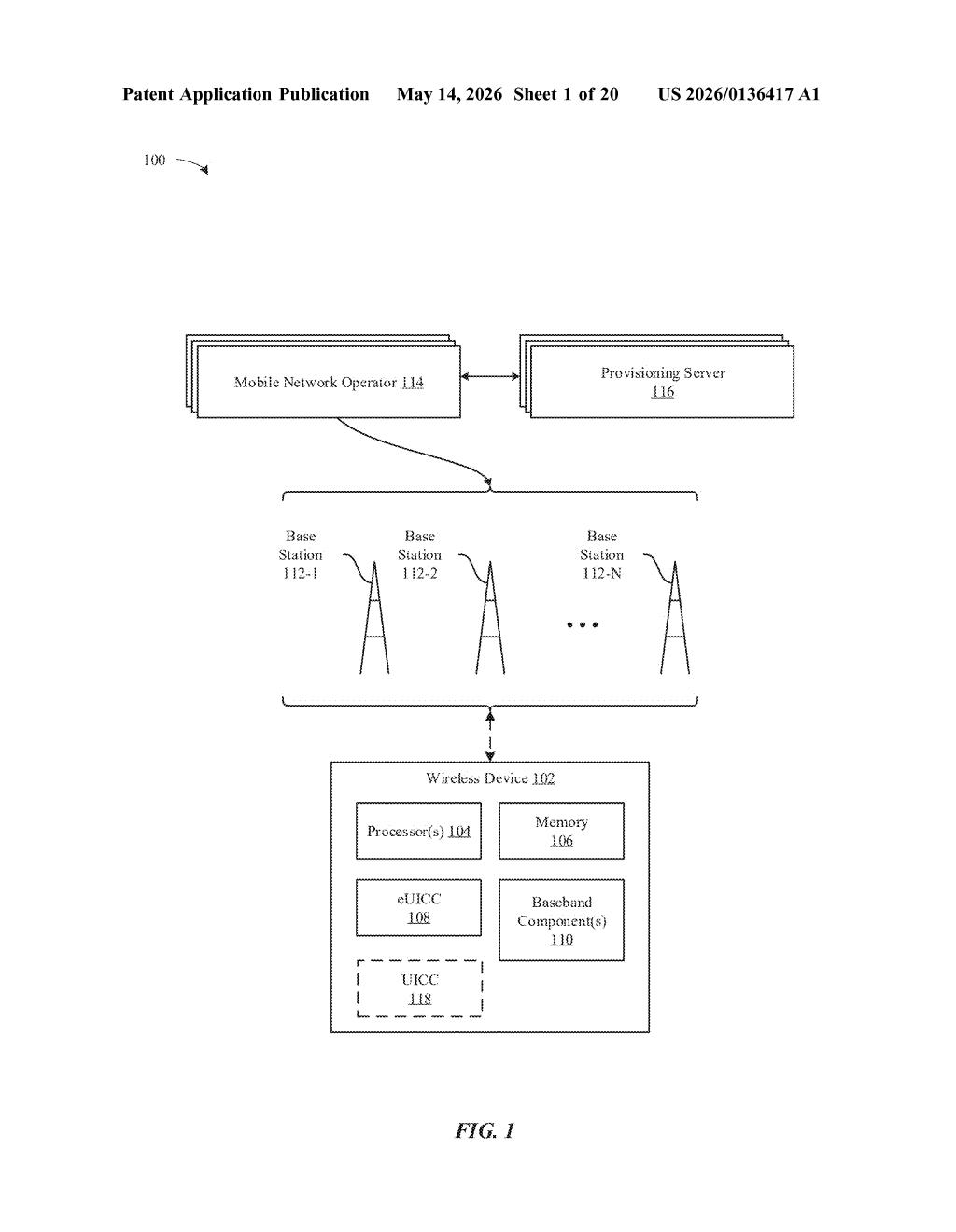 Apple Patent: Managing SIM Data Connection Rejections — figure from US 2026/0136417 A1