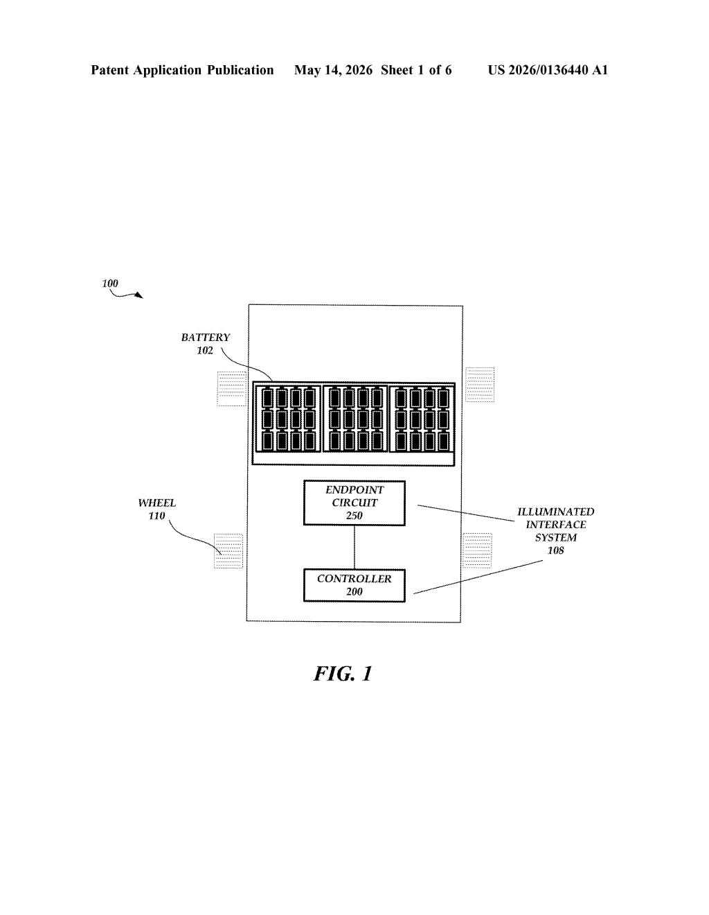 Tesla Patent: Single-Wire Illuminated Interface Control — figure from US 2026/0136440 A1
