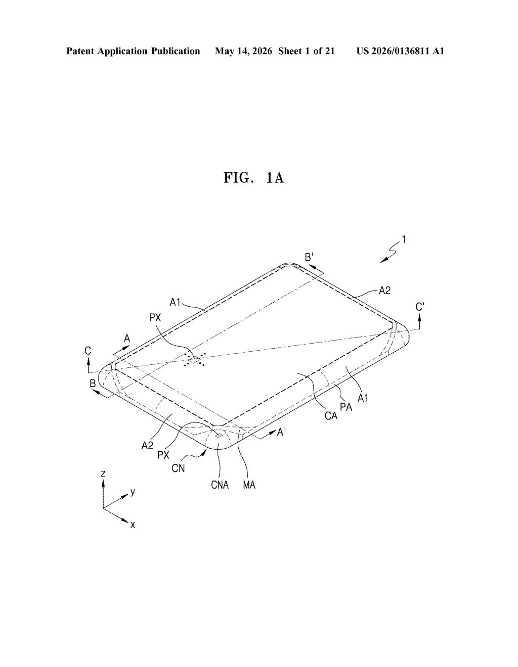 Samsung Patent: Silicon-Layer Display Stack Explained — figure from US 2026/0136811 A1