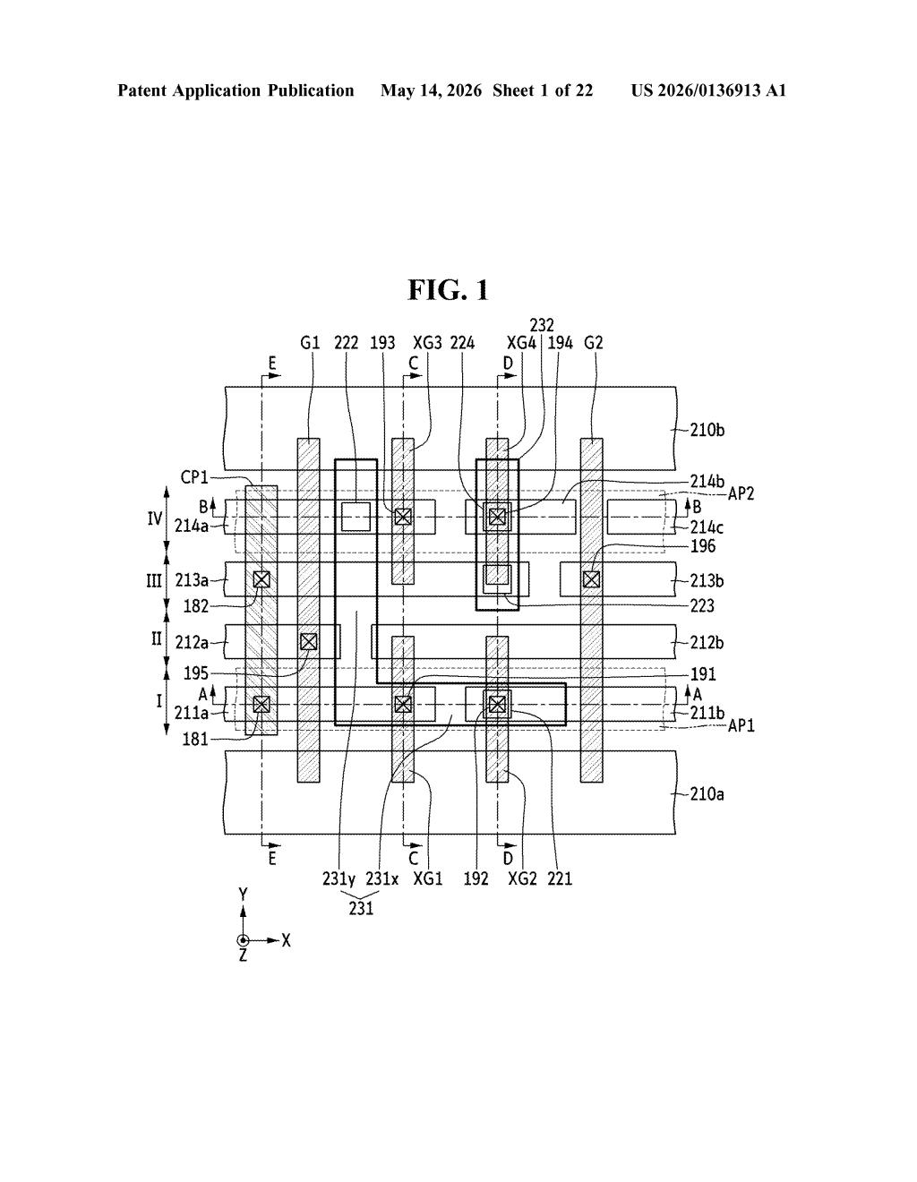 Samsung Patent: Multi-Level Semiconductor Wiring Layout — figure from US 2026/0136913 A1