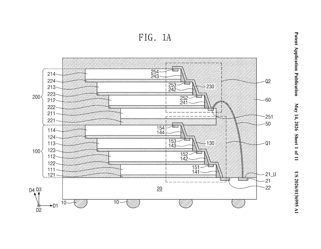 Samsung Patent: Stacked Semiconductor Package Design — figure from US 2026/0136995 A1